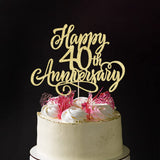 AROKIPPRY golden Glitter Happy 40th Anniversary Cake Topper - Wedding Anniversary/Company Party / 40th Birthday Party Decorations