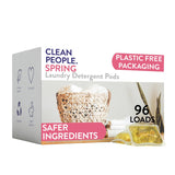 The Clean People Laundry Detergent Pods - Hypoallergenic Laundry Pods - Ultra Concentrated, Recyclable Packaging, Stain Fighting - Spring Scent, 96