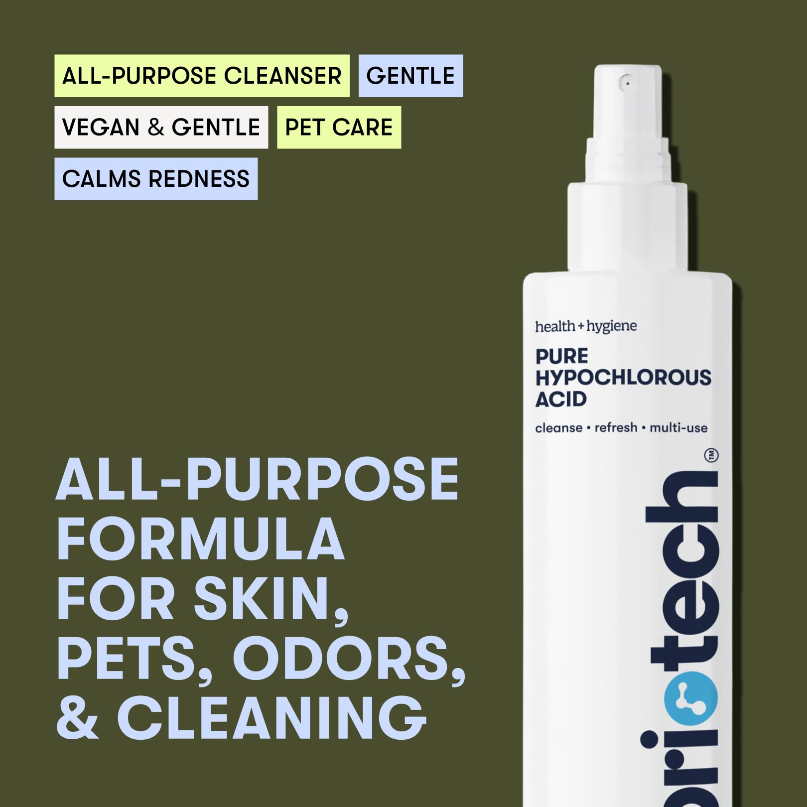 BRIOTECH Pure Hypochlorous Acid Spray and Cleanser, Original Premium HOCl Topical Solution, Multi-Purpose Cleaner, Family Approved & Pet Friendly, 8.5