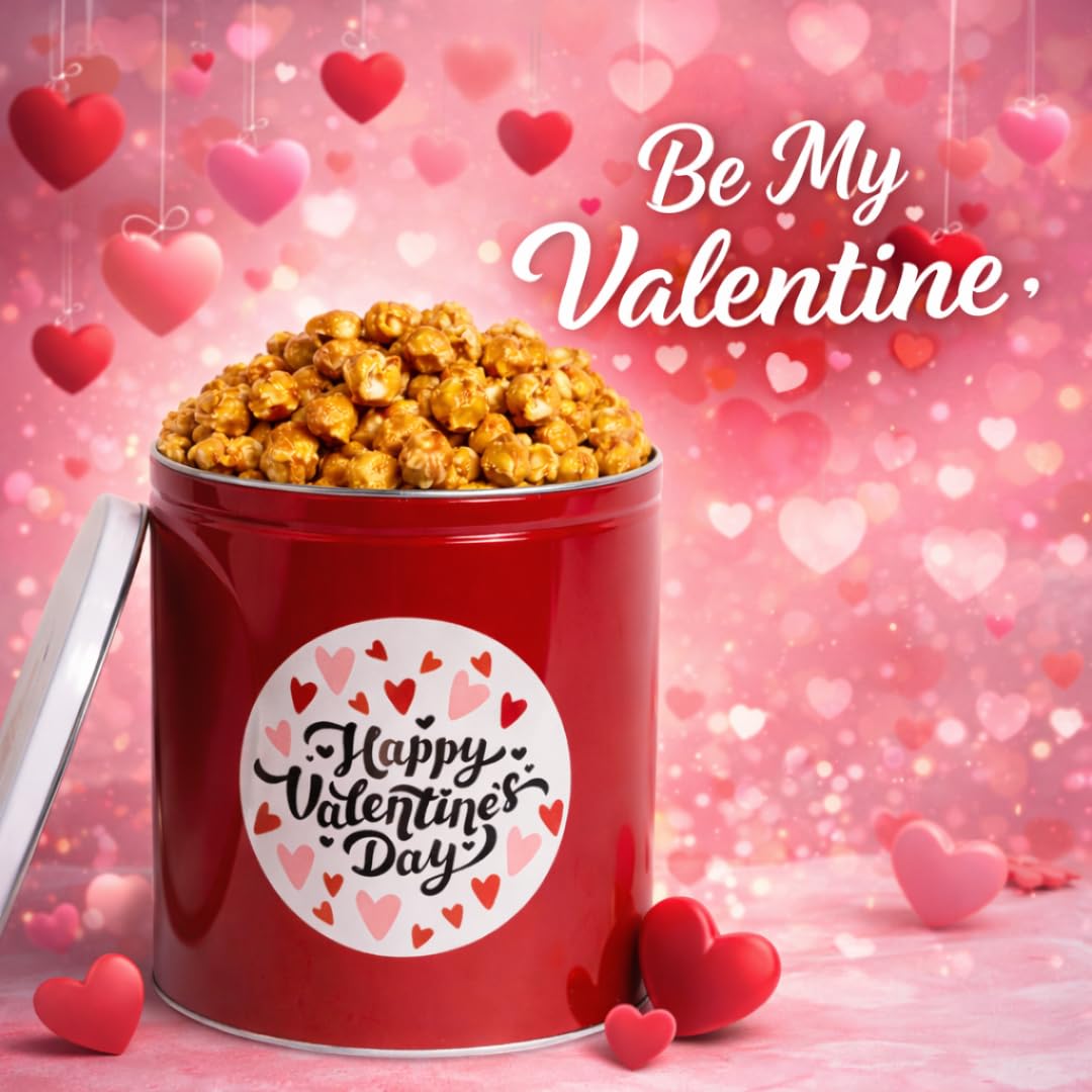 Uncle Myron's Valentine’s Day Gift Popcorn Tin - Caramel Popcorn - 24 oz Caramel Popcorn (Valentine’s Day Gift)