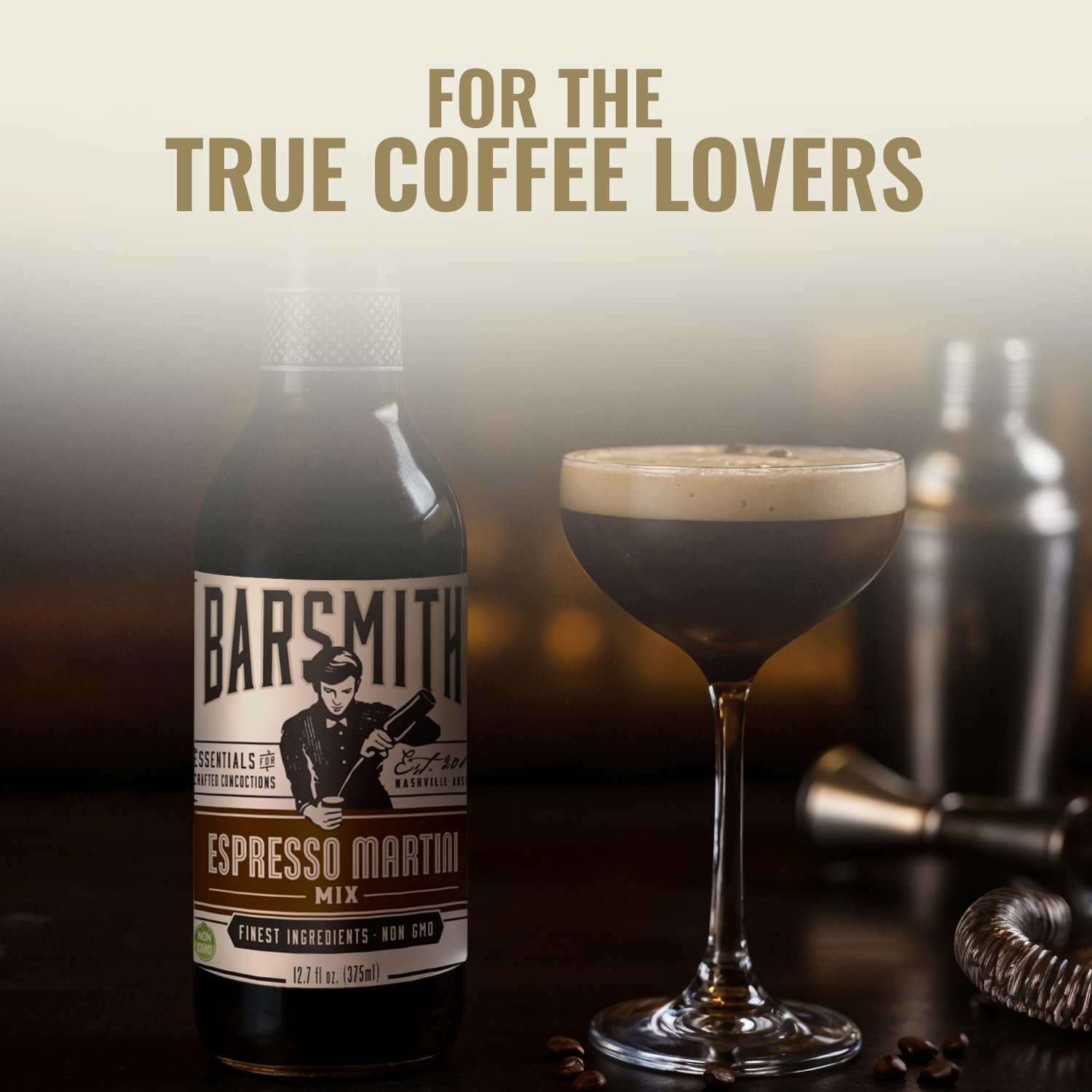 Barsmith Espresso Martini Mix - Cocktail Mixer w/Robust Espresso & Touch of Sweetness - Craft Bar-Quality Martinis at Home - Ideal for Iced Coffee