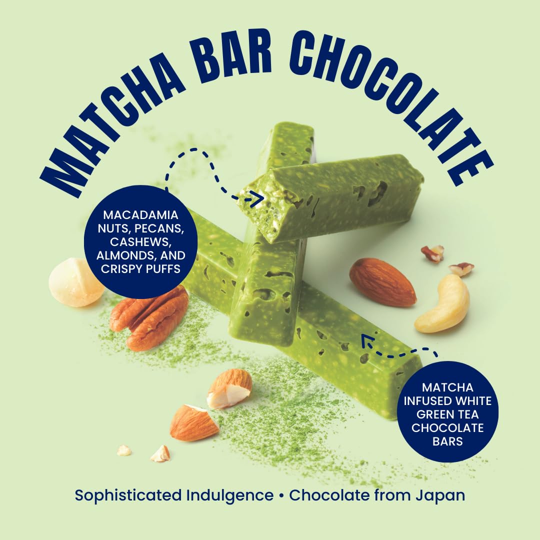 ROYCE' Matcha Bar Chocolate - Japanese Green Tea Treat from Hokkaido | Gourmet Snack for Gifting & Indulging | 12 Pieces