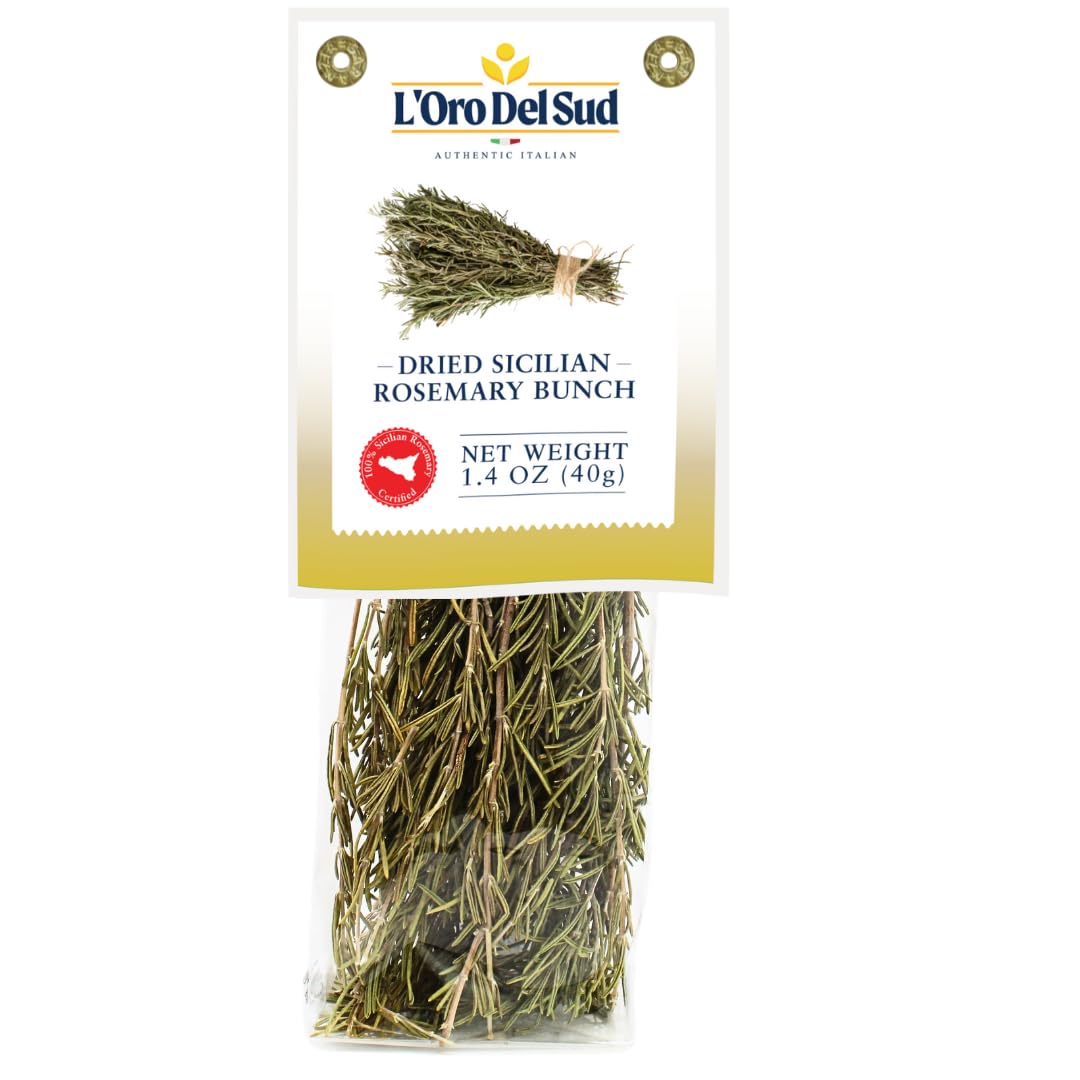 Whole Rosemary Bunch, 1.4 oz (40 g), Rosemary Stems, Fresh Grown in the Mountains of Sicily, Italian, Sicilian Dried Rosemary Leaves, Herb Spices