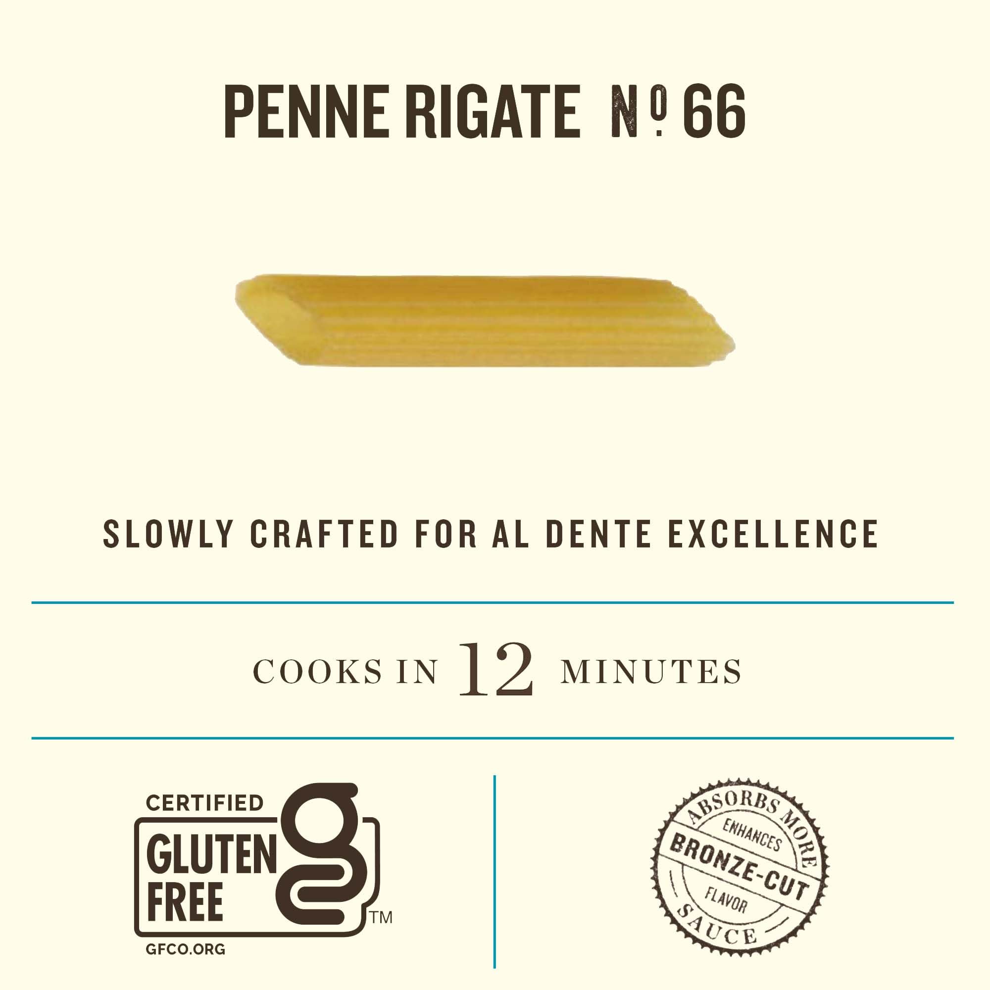Rummo Gluten Free Penne Rigate N.66 - Gluten Free Pasta, Made with Corn & Rice, Penne Pasta Noodles, Pasta from Italy - 12 Ounce (Pack of 1)