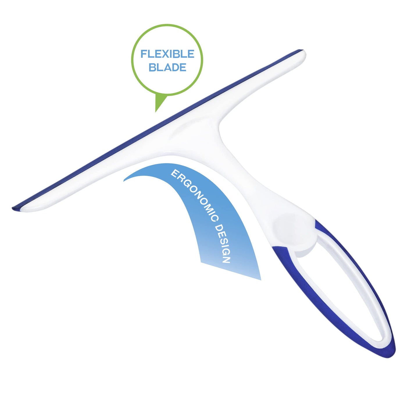 CleanAide All-Purpose Squeegee for Windows, Glass, Mirrors, and Shower Doors, Streak-Free 9.75" TPR Blade with Non-Slip 8.5" Handle for Bathroom