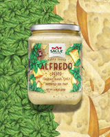 SACLA Alfredo Pasta Sauce with Basil Pesto | Creamy Italian White Pasta Sauce with Cheese & Basil | 14.5 oz Glass Jar | Imported from Italy | Non-GMO