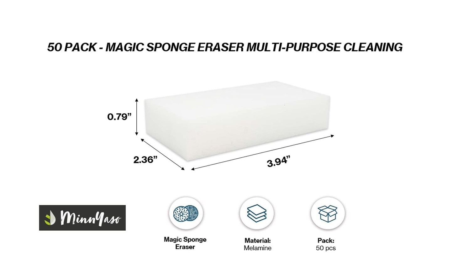 MinnYaso Magic Sponge Cleaning Eraser 3.94" x 2.36" x 0.79" | Multi-Purpose Household Cleaning | Magic Sponge Cleaning Eraser for Kitchen, Bathroom