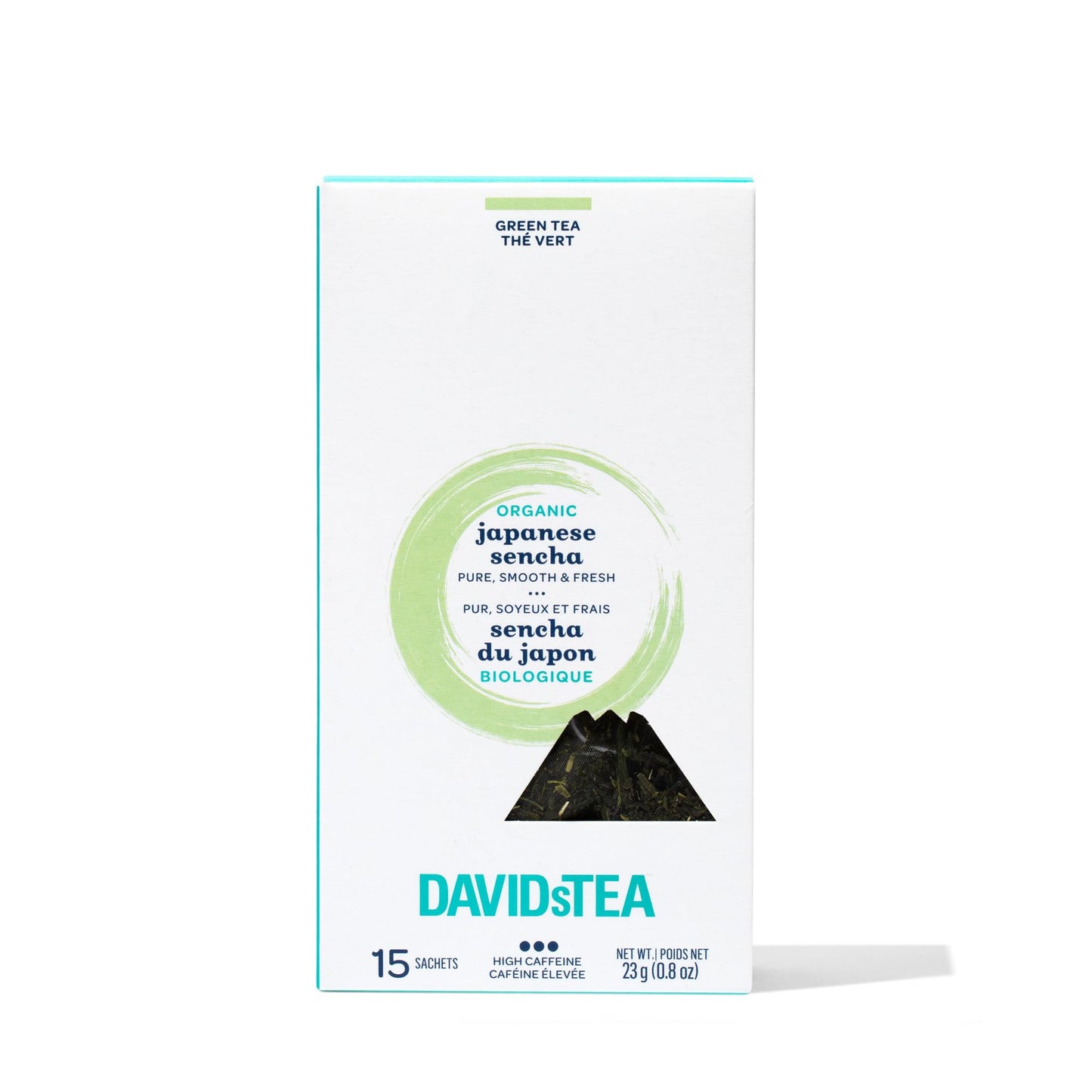 DAVIDsTEA Organic Japanese Sencha Green Tea - High Caffeine Green Tea Bags - Smooth & Grassy Flavor - 15 Count - Traditional Japanese Sencha Tea