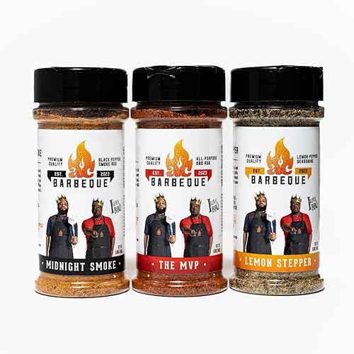 AC BARBEQUE TRIO SEASONING SET - The MVP, Midnight Smoke, Lemon Stepper BBQ Rubs Variety Spice Pack for Steaks, Chicken, Pork, Veggies, Wings