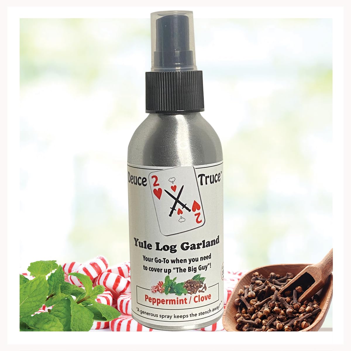 Deuce Truce - Peppermint and Clove (Yule Log Garland) - 4 fl oz - Before Your Go Toilet Spray - Strong, Effective, Easy to Use