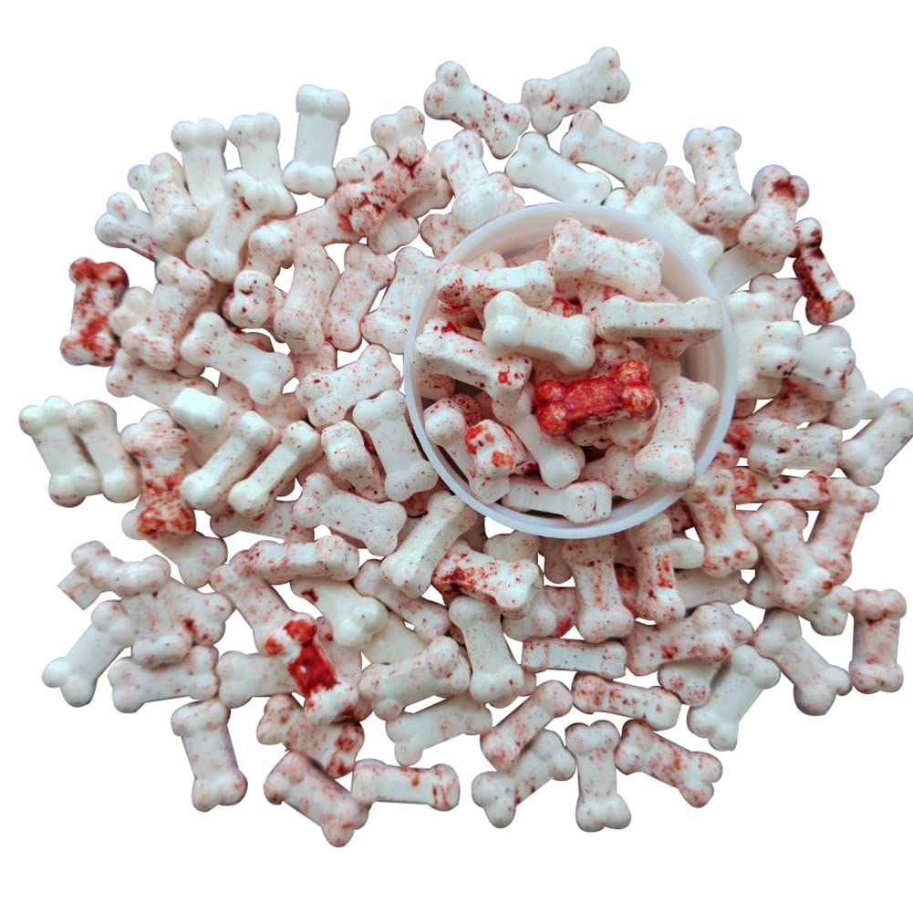 1 Bottle Bloody Red Dog Bones Candy Cake Cupcake Toppers Cookie Decorations Edible Dessert Sprinkles for Halloween Christmas Cake Cupcakes Decoration