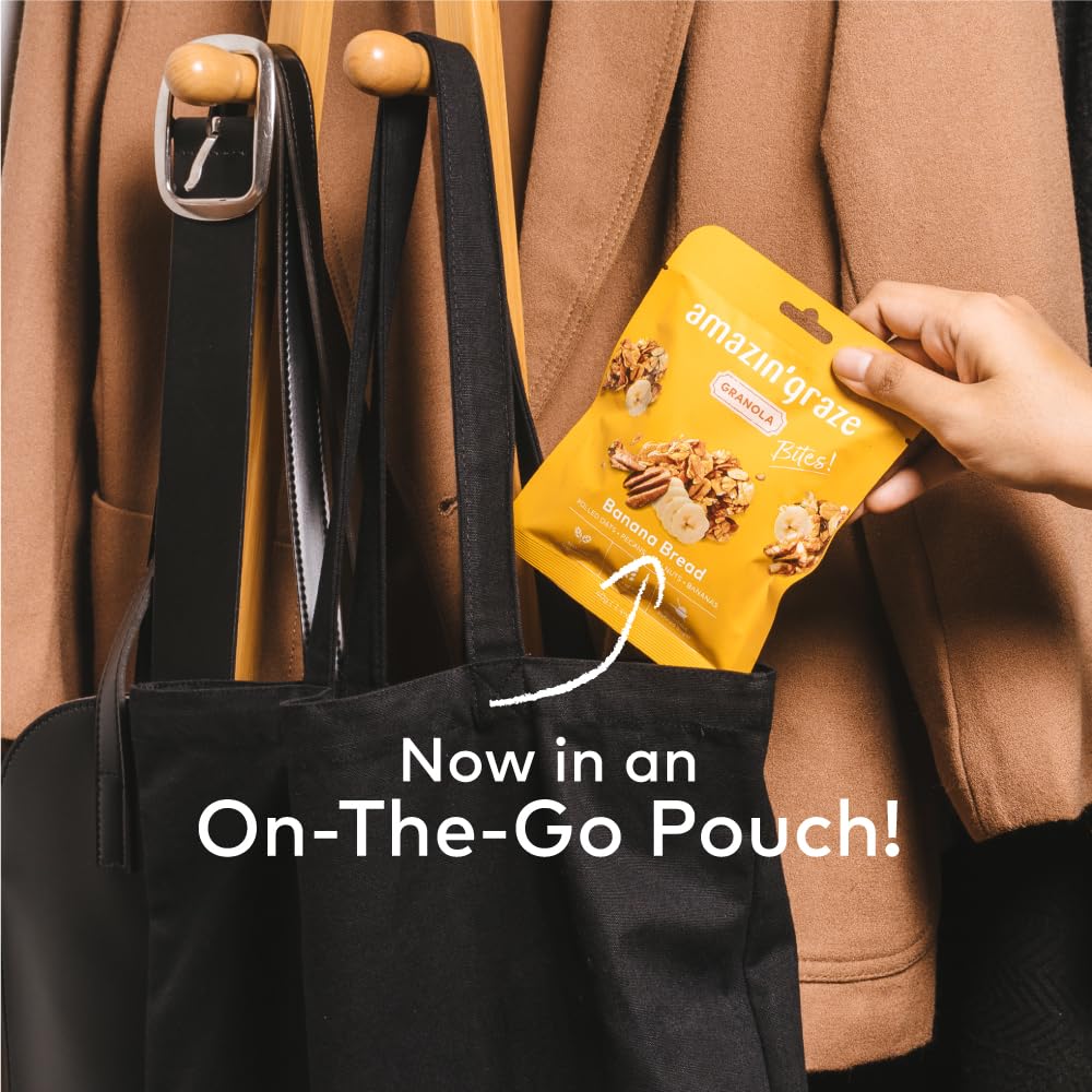 Banana Bread Granola Mini Packs |10 Individual Bags | Natural, Hand-Baked, Rich in Protein & Potassium | for Travel, Breakfast Cereal, Yogurt