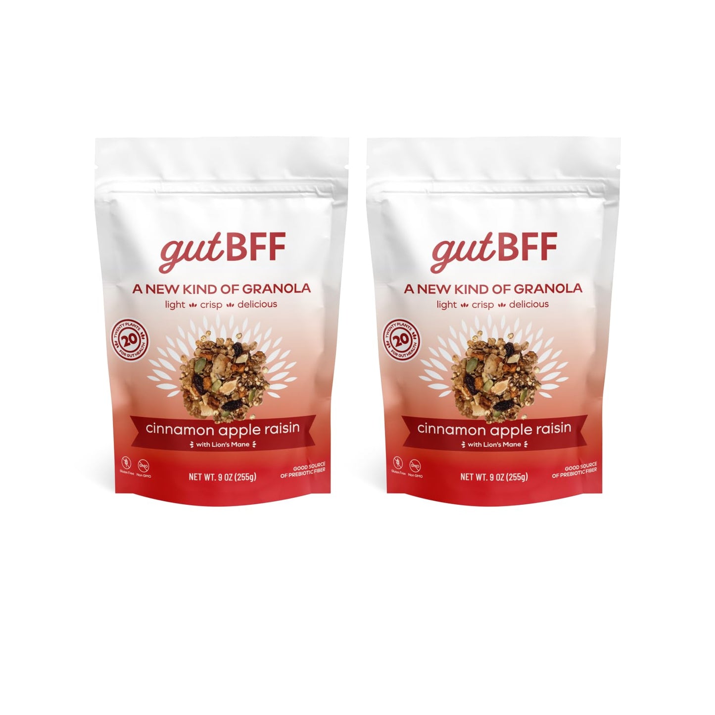 gutBFF Low Sugar Granola - Gluten Free Healthy Granola with Lion’s Mane Mushroom & Baobab Superfruit for Gut Health - 5g or Less Added Sugar Breakfast