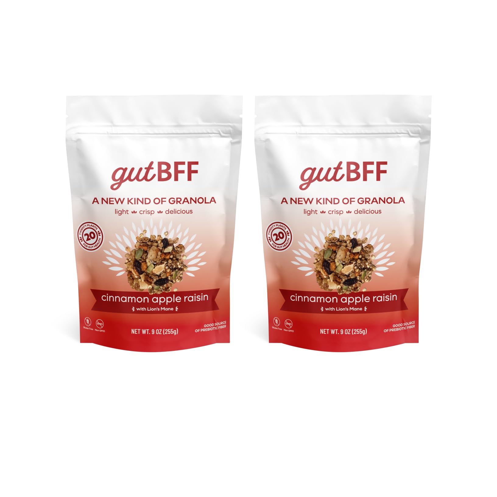 gutBFF Low Sugar Granola - Gluten Free Healthy Granola with Lion’s Mane Mushroom & Baobab Superfruit for Gut Health - 5g or Less Added Sugar Breakfast