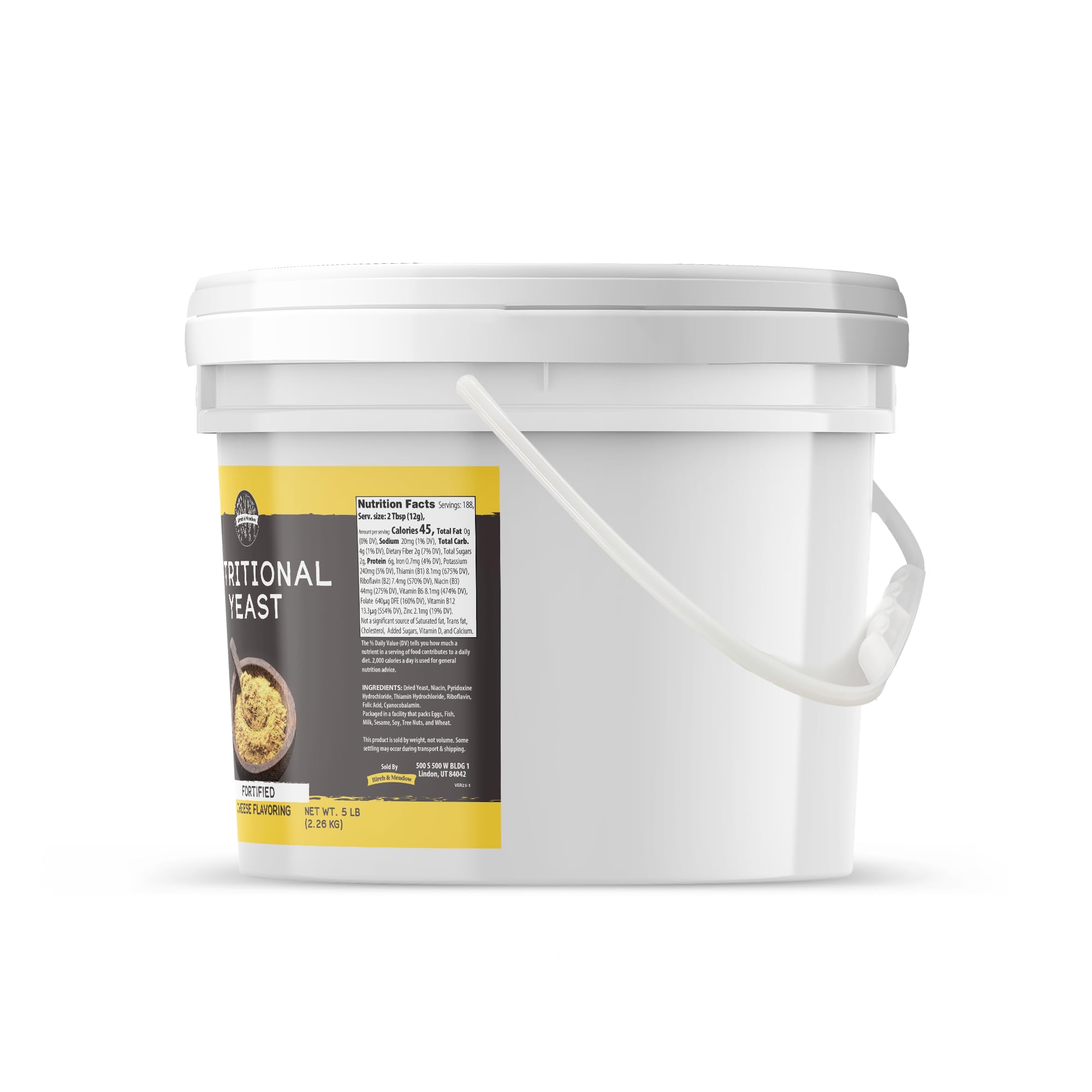 Birch & Meadow 2 Gallon Bucket of Nutritional Yeast Flakes, Popcorn, Yummy Nooch
