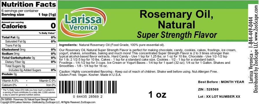 Rosemary Oil, Natural Super Strength Flavor (1 oz, ZIN: 528569) - 3 Pack