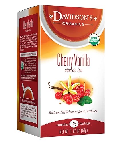 Davidson's Organics, Cherry Vanilla, 25-count Tea Bags, Pack of 6