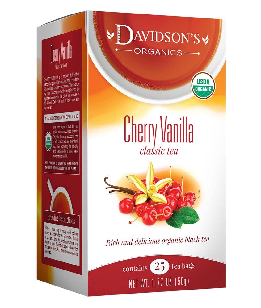 Davidson's Organics, Cherry Vanilla, 25-count Tea Bags, Pack of 6