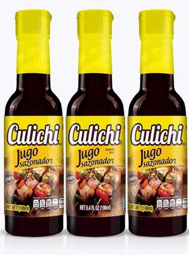 Salsa Culichi (TM) Official Savory Seasoning Sauce (Jugo Sazonador - Authentic Mexican Salsa) (3 Bottles)