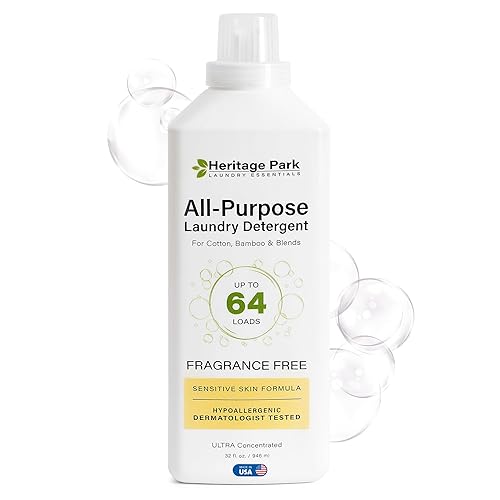 Heritage Park Luxury Laundry Detergent | Dermatologist Tested Plant based Natural & Enzyme Laundry Detergent | Sensitive Skin Friendly - Fragrance