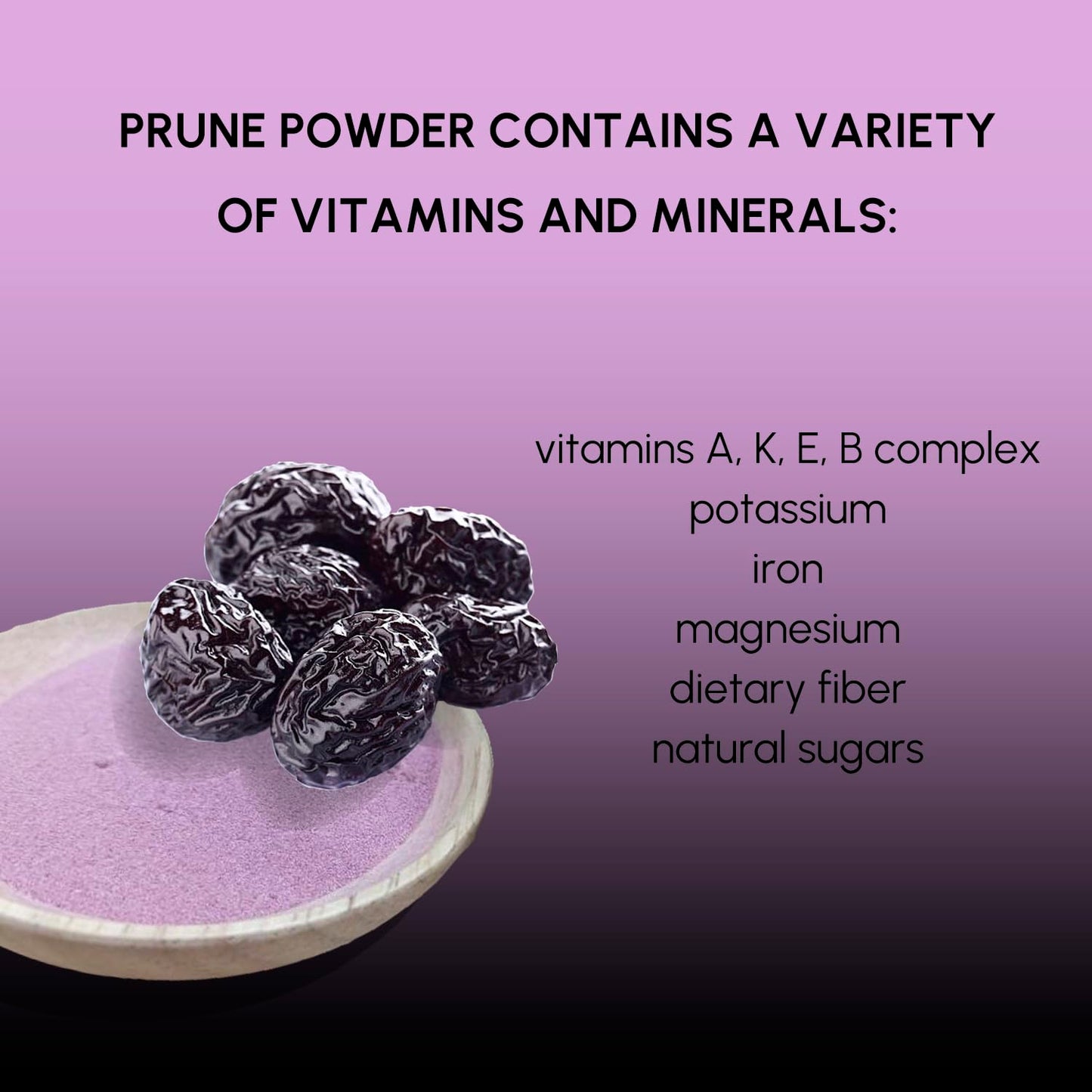 Prune Powder 8 oz, Natural Powder for Beverages, Cooking, High in Fiber & Antioxidants