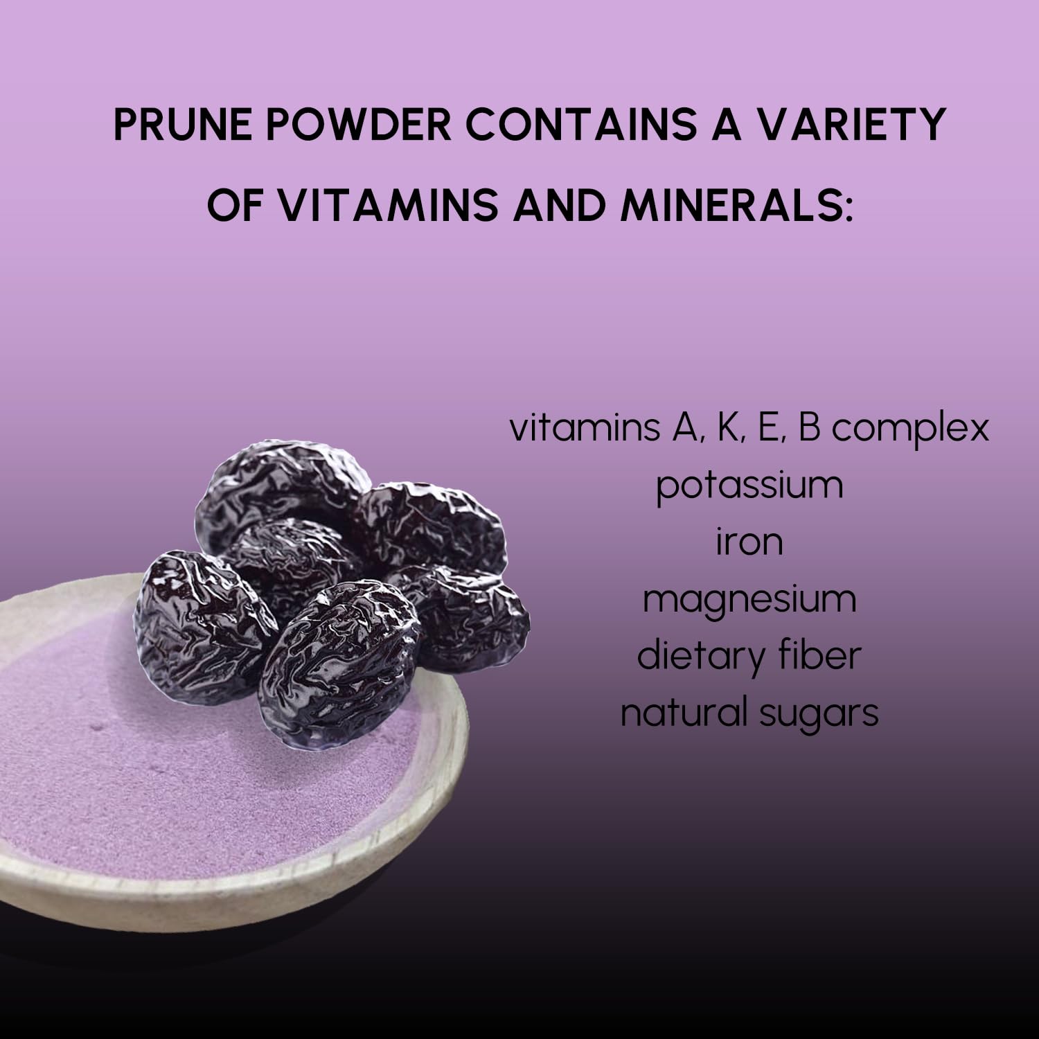 Prune Powder 8 oz, Natural Powder for Beverages, Cooking, High in Fiber & Antioxidants