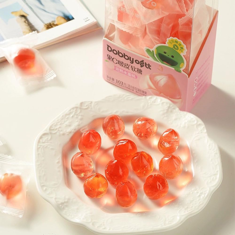 Fruit Juice Candy Assortment Pack, Grape, Passion Fruit, Mango Flavors, 73g, 3 Bags (Peach)