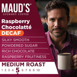 Maud's Decaf Raspberry Chocolate Flavored Coffee Pods, 18 ct, Decaffeinated Medium Roast Flavored Coffee in Single Serve Pods - 100% Arabica Beans