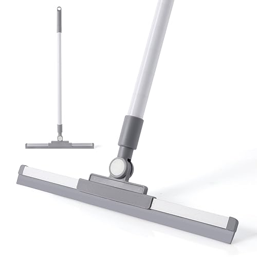 Yocada Rubber Floor Squeegee Broom TPR Blade Adjustable Scrubber Squeegee Household Broom for Shower Bathroom Kitchen Home Tile Pet Hair Fur Floor