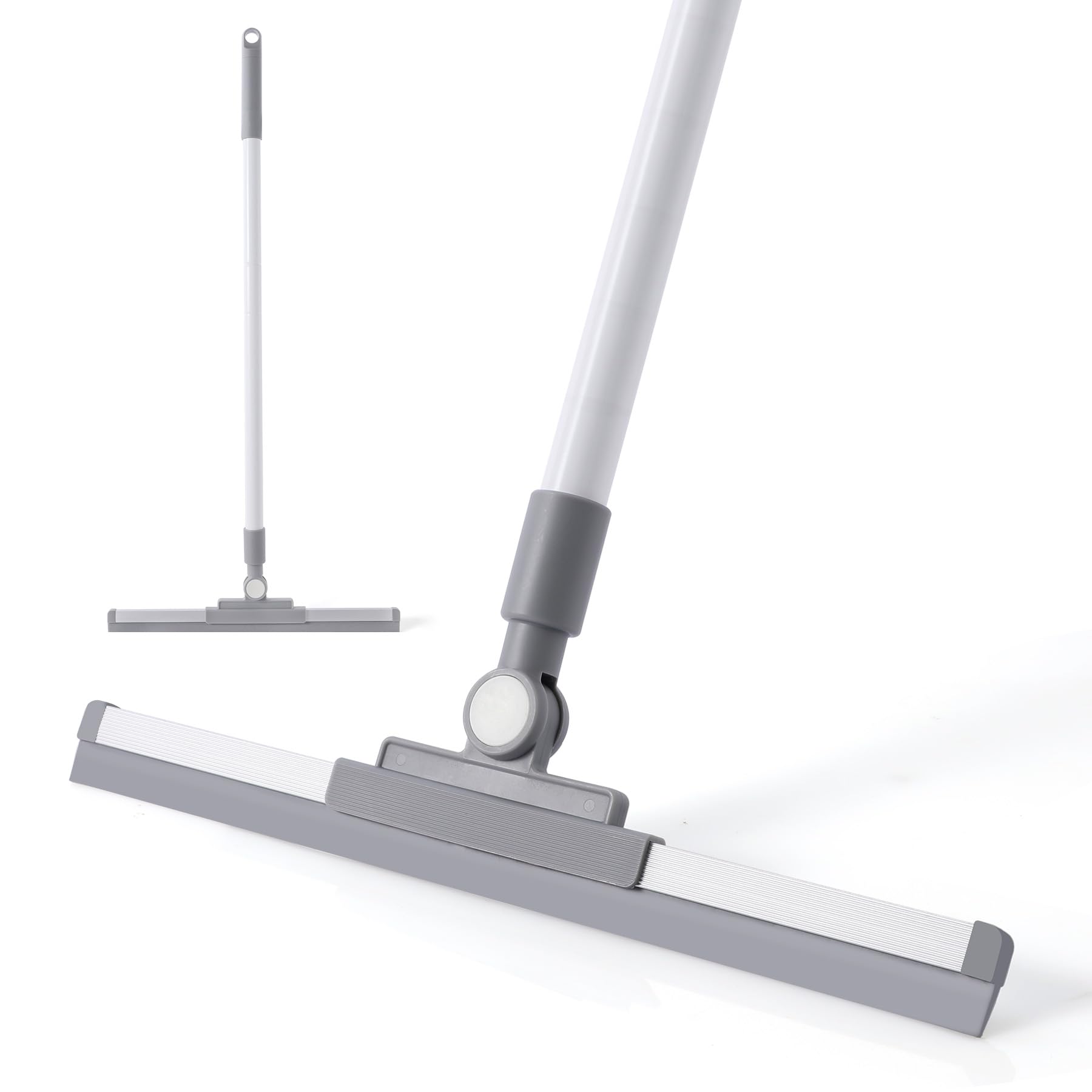 Yocada Rubber Floor Squeegee Broom TPR Blade Adjustable Scrubber Squeegee Household Broom for Shower Bathroom Kitchen Home Tile Pet Hair Fur Floor