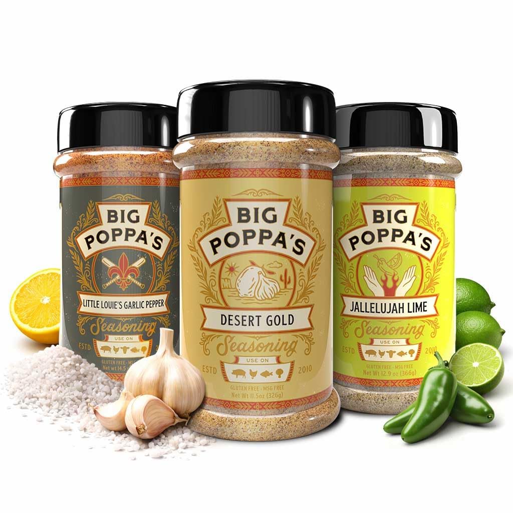 Big Poppa's Fish & Seafood Seasoning Bundle - Desert Gold, Little Louie’s & Jalapeño Lime | Fish & Shrimp Rubs