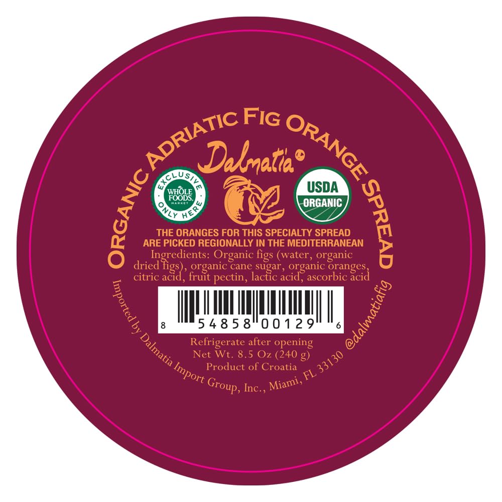 Dalmatia Imports, Organic Fig And Orange Spread, 8.5 Ounce