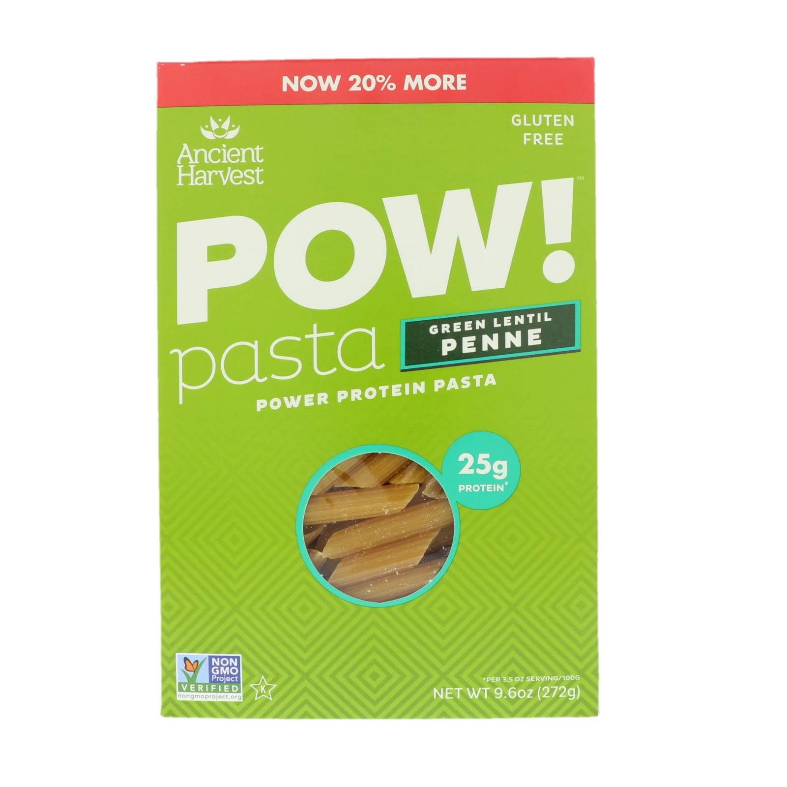 Ancient Harvest Pasta Penne Green Lentil 8 ounce - Pack of 6