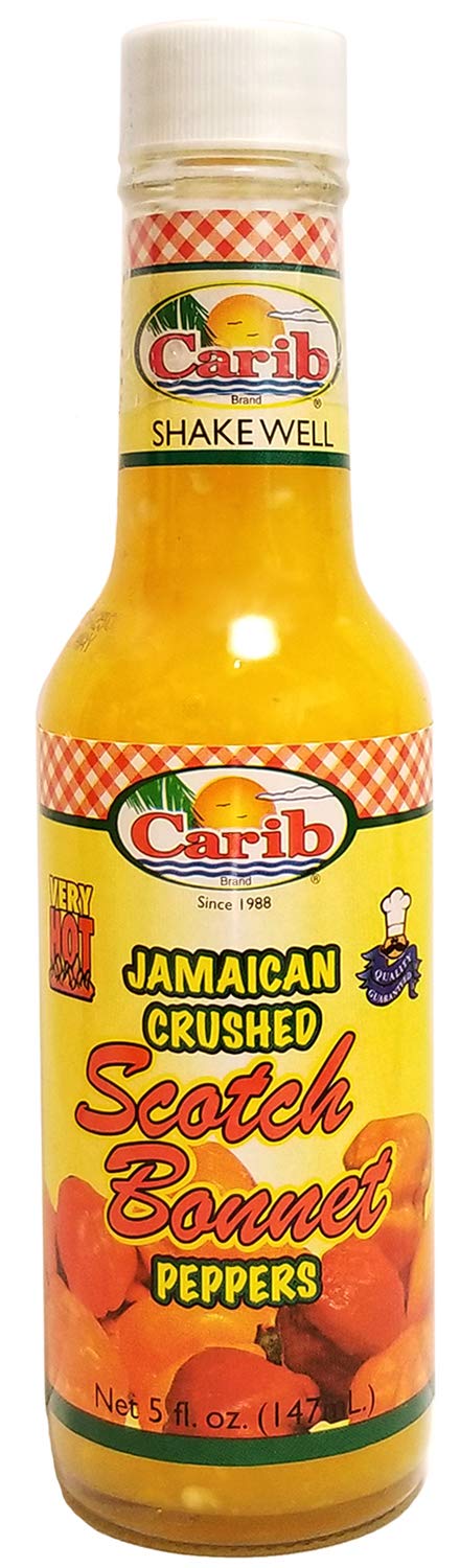 Carib Jamaican Yellow Crushed Scotch Bonnet Peppers 5 Ounce Sauce for Cooking and Condiment