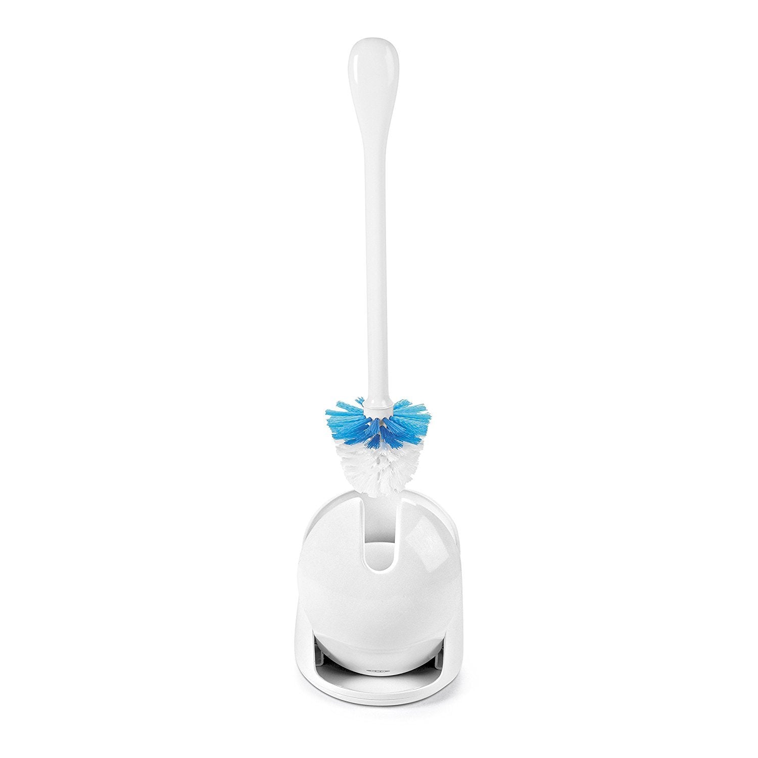 OXO Good Grips Compact Toilet Brush & Canister, Toilet Bowl Brush and Holder with Automatic Canister Door, Bathroom and Small Spaces Cleaning Supplies