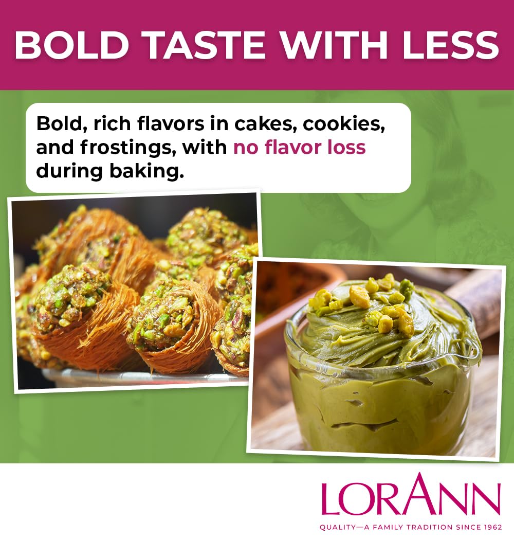 Lorann Oils Pistachio Bakery Emulsion: Genuine Pistachio Aroma, Perfect for Boosting Nutty Notes in Baked Goods, Gluten-Free, Keto-Friendly, Pistachio