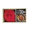 Gourmet du Village, Red Ceramic Brie Baker with Handles Gift Set with Cranberry Almond Topping