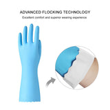 Bamllum Rubber Cleaning Gloves - 3 Pairs Latex Free Kitchen Cleaning Gloves with Cotton Liner- Household Dishwashing Gloves, Non- Slip Waterproof