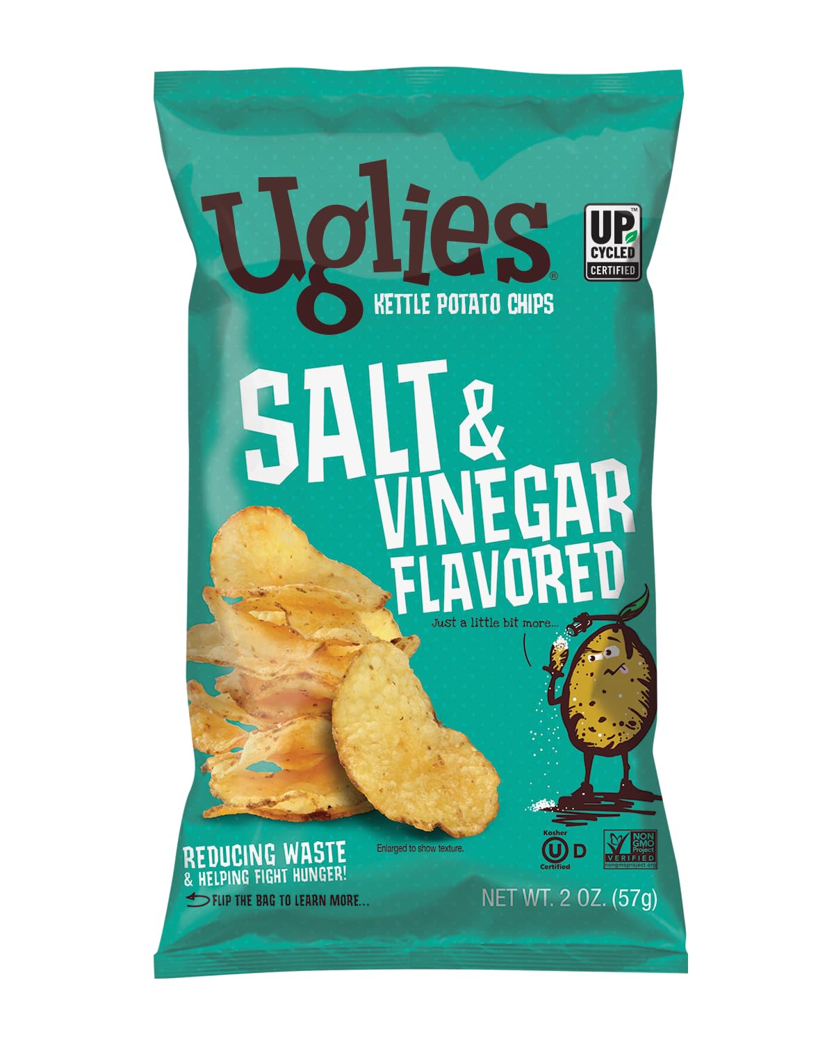 UGLIES Kettle-Cooked Potato Chips, Gluten-Free Snacks, Kosher-Friendly, Non-GMO Snacks for Kids or Office, Salt and Vinegar Potato Chips, 2 Oz. Each