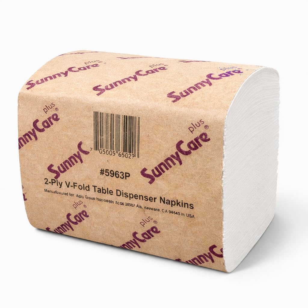 SunnyCare #5963P V-fold 2-Ply White Paper Dispenser Napkin 6000/cs