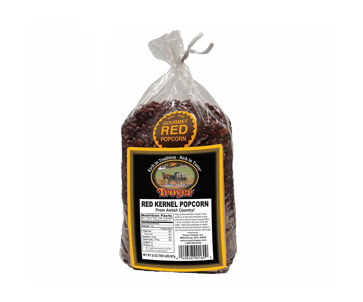 Amish Popcorn Gluten Free, NON GMO, Tender Red Popcorn - Troyer Farms - 2 lb. Bag_AB