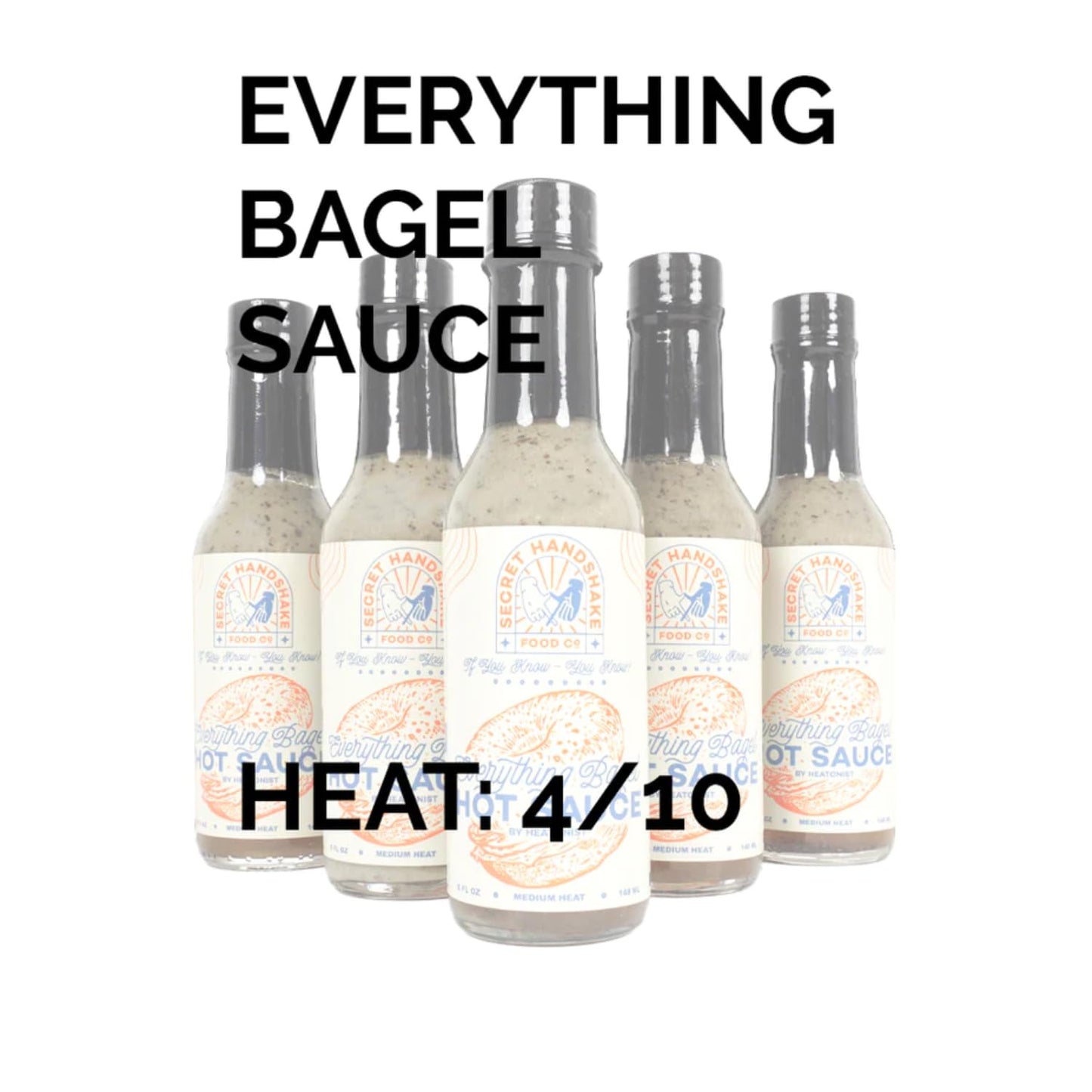 Everything Bagel Sauce by Secret Handshake Food Co., Mild Heat Hot Sauce With Flavors of Scorpion Pepper Powder, Sesame Seeds & Turmeric, Made