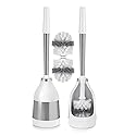 Polder Stainless Steel Toilet Brush Caddy Black 2 Pack + 2 Replacement Brush Heads
