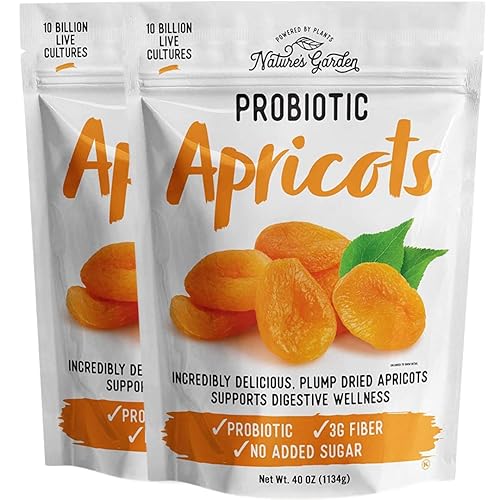 Nature's Garden Probiotic Apricots - Dried Fruit, Plump Dried, No Added Sugar, Gluten-Free, Dairy-Free, Vegan - Bulk 40 Oz Bag (Pack of 2)
