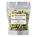 SavorSatch Whole Green Cardamom Pods (4 oz) - Large Guatemalan Cardamom, Fresh & Aromatic, Resealable Stand-Up Pouch, Certified Kosher, Premium Spice