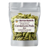 SavorSatch Whole Green Cardamom Pods (4 oz) - Large Guatemalan Cardamom, Fresh & Aromatic, Resealable Stand-Up Pouch, Certified Kosher, Premium Spice