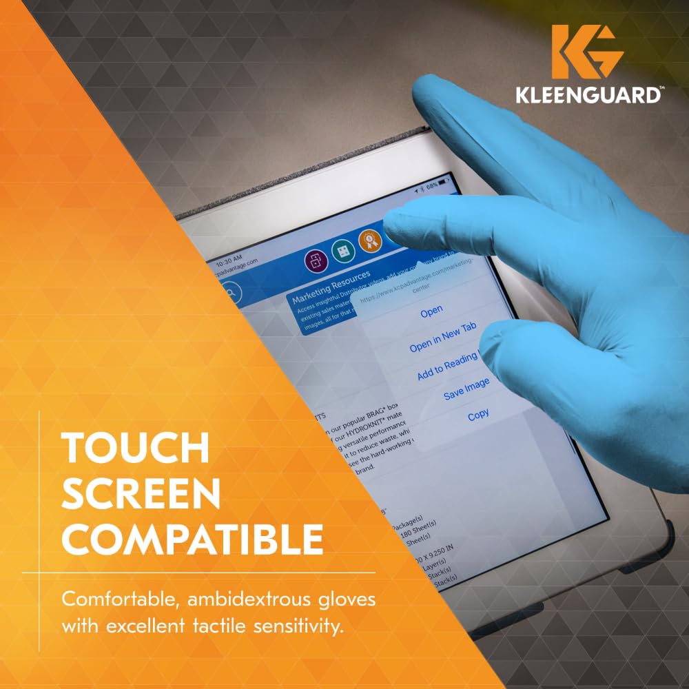 Kleenguard™ G10 Comfort Plus™ Blue Nitrile Gloves (54188), 4 Mil, Ambidextrous, Touchscreen Compatible, L (100 Gloves/Box)
