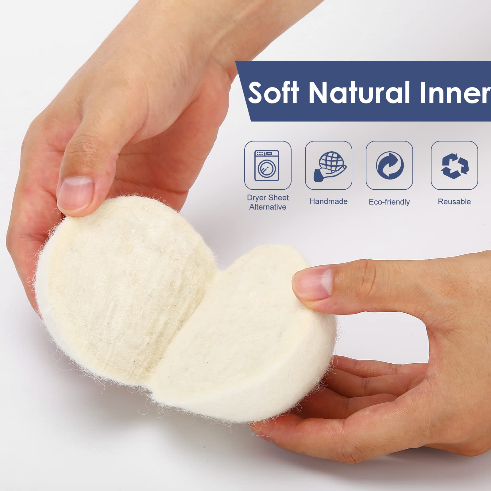Wool Dryer Balls Handmade 3 Pack XL,Organic Laundry Dryer Balls,100% New Zealand Wool Natural Fabric Softener,Reusable 1000 Loads,Wrinkles Free