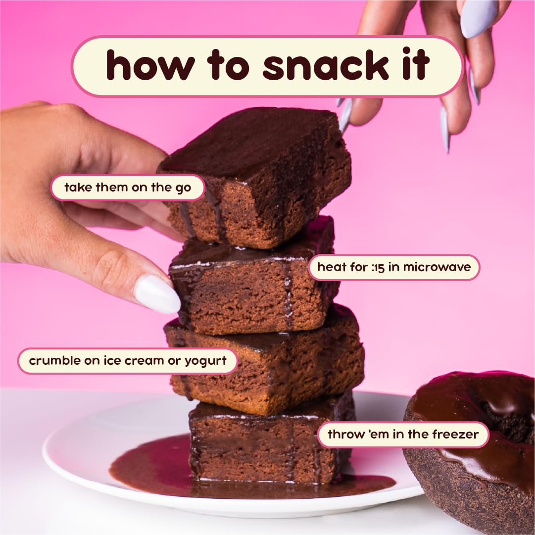 Prime Bites High Protein Brownie (12 Per Box, Chocolate Glazed Donut) - 19g of Protein, 5g of Collagen, Gluten Free, Low Sugar Treat, Delicious