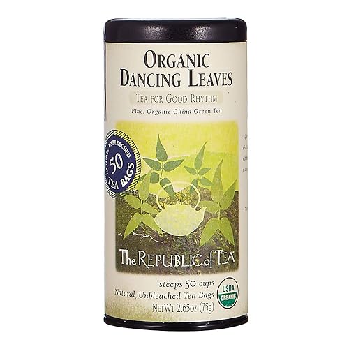 The Republic of Tea Organic Dancing Leaves Green Tea, 50 Tea Bag Tin